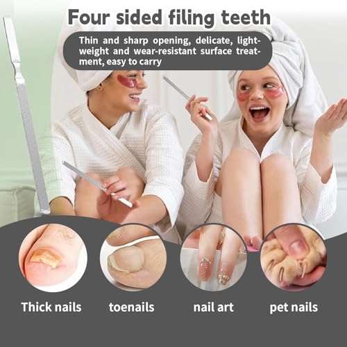 Metal Nail File Kit - 4PCS Professional Stainless Steel Long Nail Files