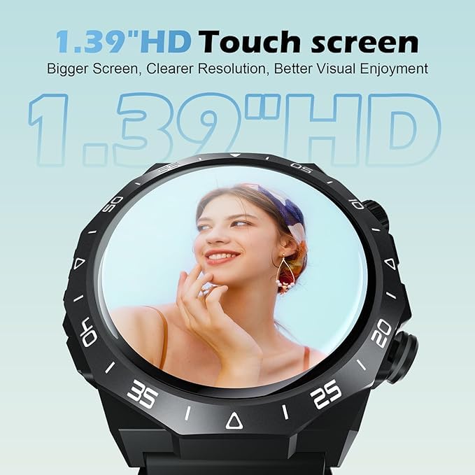 Smart Watch for Men Women, 2025 New Fitness Tracker 1.39" HD SmartWatch with 112+ Sport Modes,Heart Rate,Sleep Monitor,Pedometer,IP68 Waterproof Outdoor Smartwatch for Android iOS,Black