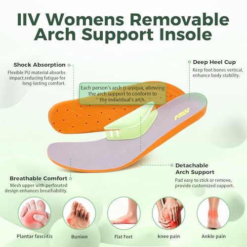 IIV Women Walking Shoes Plantar Fasciitis Arch Support Orthotic Sneakers 10 Blackgray