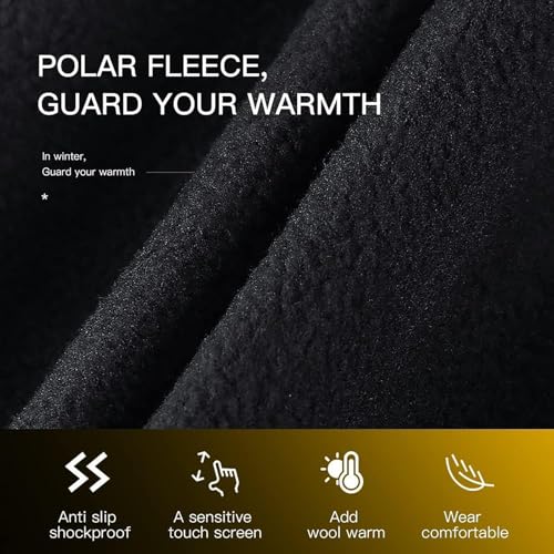 Winter Warm Gloves for Men Women - Windproof and Waterproof Thermal with Touchscreen Fingers for Cold Weather Outdoor Work, Cycling, Biking, Driving, Hiking, Running Black Large