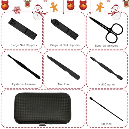 Nail Kit Manicure Kit Men's Gift Travel Toe Nail Clippers for Husband Women Manicure Set for Birthday Gifts for Menoiletries Gift for Father's Day Grandparents Friends Red and Black