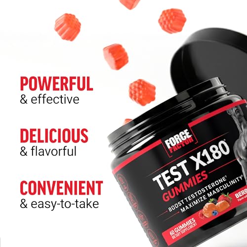 Force Factor Test X180 Gummies, Testosterone Booster Supplement for Men 60 Count (Pack of 1)