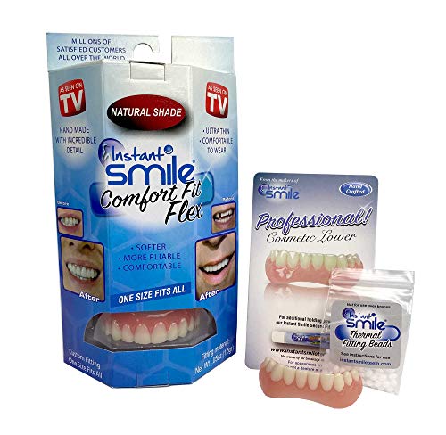 Instant Smile Comfort Fit Flex Teeth, Upper and Lower Natural Shade Set