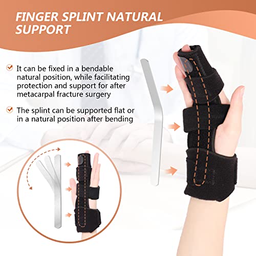 Trigger Finger Splint Finger Brace for 2 Fingers Reversible Finger Splints for Mallet Finger Broken Finger Arthritis Metacarpal Fracture Hand Brace with Finger Support Joints Immobilizer-L/XL L/XL