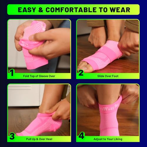 TechWare Pro Ankle Brace Compression Sleeve - Plantar Fasciitis Sock. Relieves Achilles Tendonitis. Foot Arch Support Reduces Joint Pain, Swelling & Heel Spur Pain. Injury Recovery Braces for Sports Gray L / XL (see size chart)
