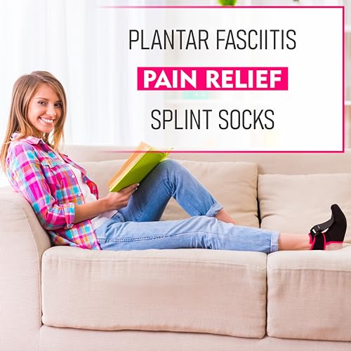 Wixen Plantar Fasciitis Night Splint Quick Relief Plantar Fasciitis Braces for Men Women, Adjustable Night Splint For Plantar Fasciitis Women Men, Achilles Tendonitis Ankle Pain Relief (Pink, Medium) Pink