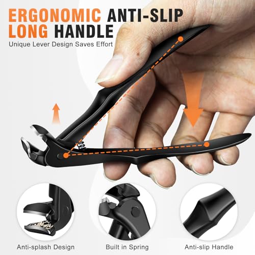 DRMODE Toenail Clippers for Thick Toenails for Seniors Long Handled Black Extra Large