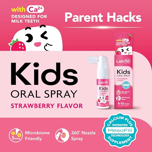 LAB52 Kids Oral Spray and Fluoride Free Kids Toothpaste for Toddler Children, Helps Build Brushing Habits, Supports Enamel Health, Safe if Swallowed, Xylitol Strawberry Spray and Watermelon Toothpaste