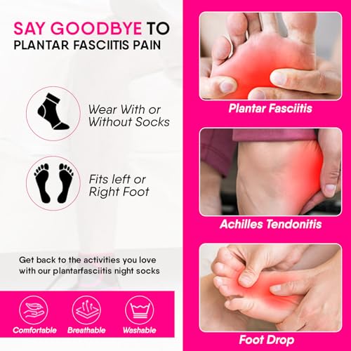 Wixen Plantar Fasciitis Night Splint Quick Relief Plantar Fasciitis Braces for Men Women, Adjustable Night Splint For Plantar Fasciitis Women Men, Achilles Tendonitis Ankle Pain Relief (Pink, Medium) Pink