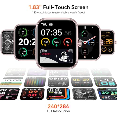 Smart Watch with Alexa Built-in 1.83" HD 2026 Health Fitness Tracker Bluetooth Calls and Notifications 120+ Sport Modes Heart Rate Sleep Monitor Fitness Watch IP68 Waterproof iPhone Android (Pink) Pink