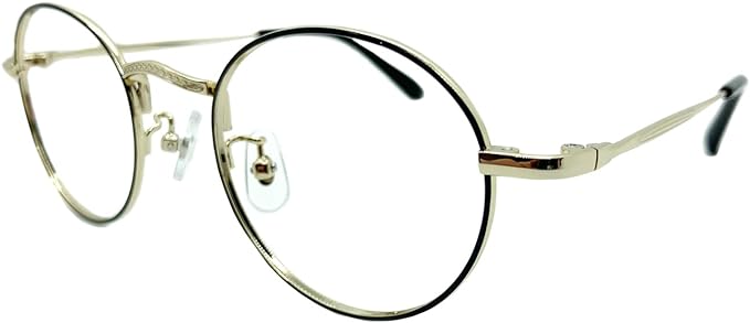 Super Blue Light Reduction Glasses, PC Glasses, Blocks 94% Blue Light, Unisex, Boston Round Metal Frame, Round Glasses, Women's, Men's, Women's, Blue Light Reduction, Glasses, UV Protection, No Degree - BeesActive Australia