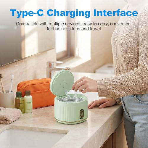 Dental Ultrasonic Retainer Cleaner Machine,45khz Ultrasonic Denture Cleaning Pod,Suitable for Braces,Night Guard,Jewelry