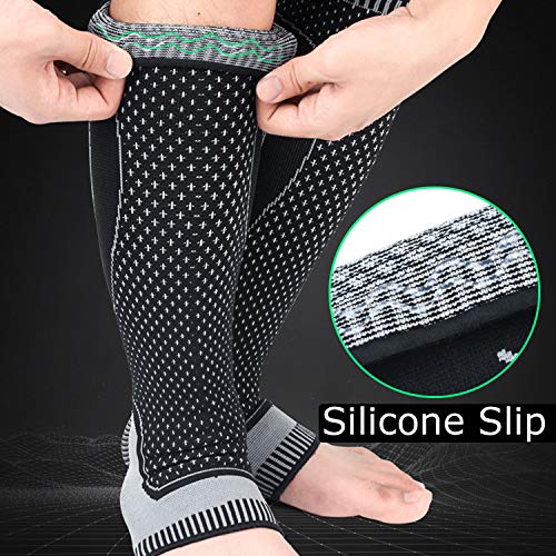 Compression Socks Calf Foot Sleeves for Ankle Heel Plantar Fasciitis Support Increase Blood Circulation Relieve Arch Pain Shin Splints Reduce Swelling Grey X-Large