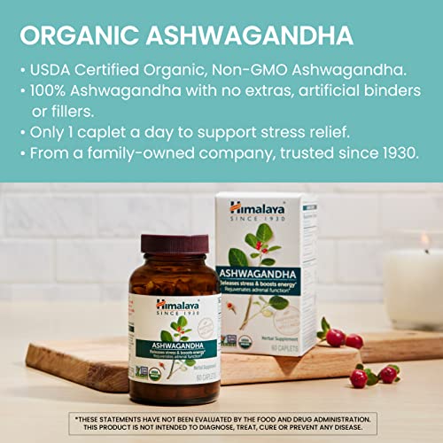 Himalaya Organic Ashwagandha, 60ct for Energy Support & Occasional Sleeplessness Plus Whitening Complete Care Toothpaste, Fluoride Free, Mint Flavor – 2-Product Bundle