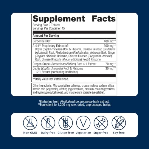 Metagenics CandiBactin-BR Berberine Gut Health Support, 90 Tablets Unflavored 90 Count (Pack of 1)