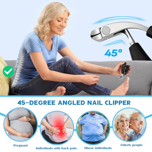 2026 Heavy Duty Toenail Clippers for Thick Nails, 7-in-1 Pedicure Kit with Catcher for Seniors & Men, Professional Wide Jaw Ingrown Toe Nail Clipper Set, Podiatrist Tool 7-in-1 Black