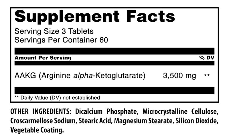 Amazing Formulas AAKG (Arginine Alpha-Ketoglutarate) 3500 Mg | Tablets Supplement | Non-GMO | Gluten-Free | Made in USA (1 Pack | 180 Count) Unflavored 180 Count (Pack of 1)