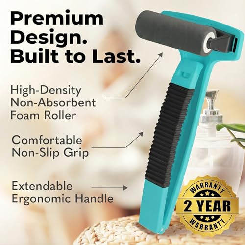 bearback Lotion Applicator for Back & Body Long-Reach Roller for Even Lotion, Sunscreen, Self-Tanner & Medication Application Foldable, Reusable, No-Help Design American Small Business (Teal) Teal