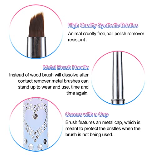 2Pcs Nail Clean Up Brushes, Nail Brushes for Cleaning Polish Mistakes 2 Pcs Round&Angled Nail Brushes for Cleaning Polish