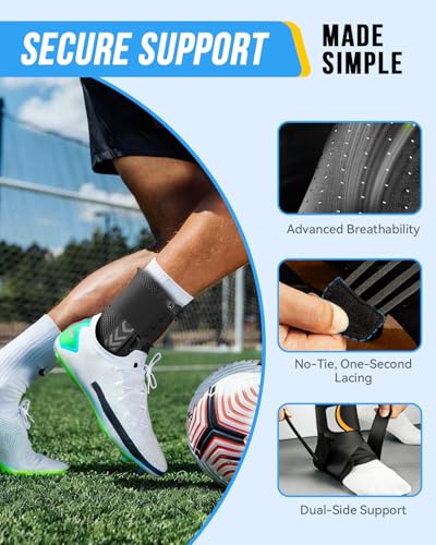 Ankle Brace for Sprained Ankle, Quick Lace-Up Ankle Support Medium Black