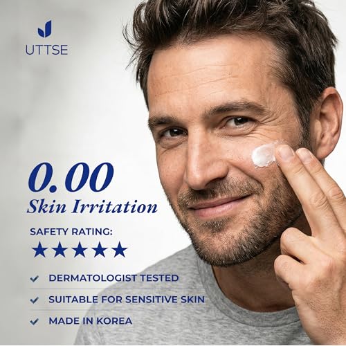 Uttse 6 in 1 Face Cream for Men: Men's Anti Aging Face Cream w/Niacinamide Caffeine & Hyaluronic Acid - Skin Care for Men (2 Pack) - Made in Korea 1.7 Fl Oz (Pack of 2)