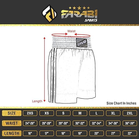 Farabi Sports Boxing Shorts – Boxing Trunks for Training Punching, Sparring Fitness Gym Kickboxing Shorts Men & Women White Large