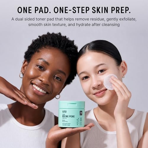 KISS NEW YORK Clear Refine Pore Toner Pads, Dual-Textured Facial Pore Pad Gently Exfoliates & Deeply Hydrates with AHA BHA Panthenol & Allantoin, Korean Skincare Soothes Sensitive Skin, 70 Count