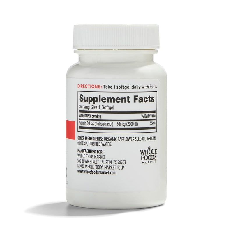 365 by Whole Foods Market, Vitamin D3 2000 IU, 250 ct