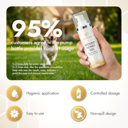 Manuka Honey Wound Gel for Hot Spot Treatment for Dogs and Cats – Helps with Irritations, Cuts, Rashes, Abrasions, and Scrapes – Colloidal Silver for Dogs 2 oz Wound Gel, 2 Fl Oz