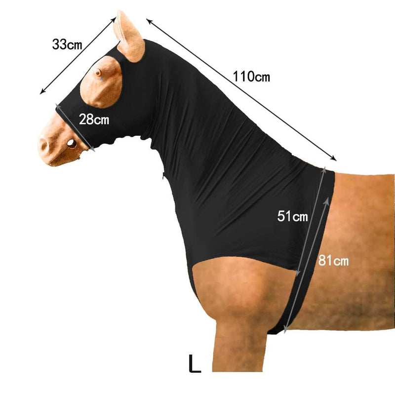 Lycra Stretch Horse Hood with Zip Full Face Neck Cover Black L - BeesActive Australia