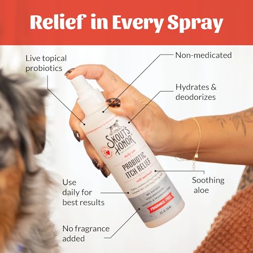SKOUT'S HONOR Probiotic Itch Relief Spray for Dogs, 8 oz Pack of 1