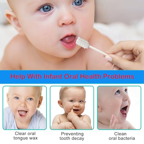 200 PCS Baby Tongue Cleaner,Disposable Baby Mouth Cleaner Stick Dental Care White-200PCS