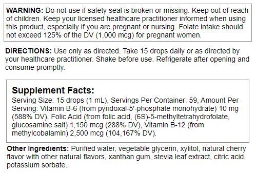 Nutra Biogenesis Methyl Factors, Vitamin B12 Drops, 2 fl oz | Methylfolate Drops Liquid for Women & Men, B Complex with Folic Acid for Kids & Adults