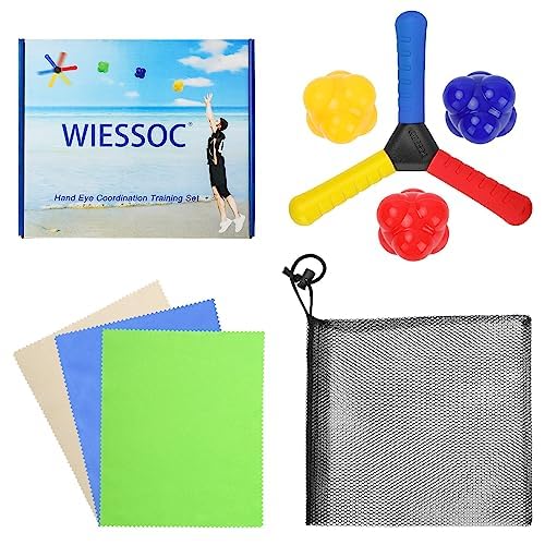 Hand Eye Coordination Training & Reaction Speed Training Tool | Reaction Catch Trainer – Improve Reflex, Agility, and Focus for Sports, Exercise, and Fun for All Ages Reaction Trainer & 3PCS Balls