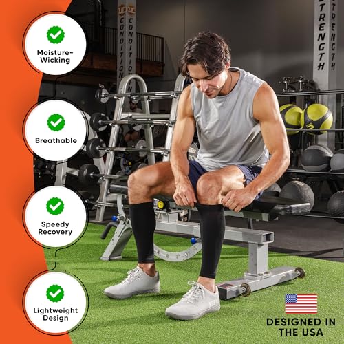 Calf Compression Sleeves for Men and Women - (2 Pair) Footless Compression Socks Support for Running, Cycling, Sports - Leg Sleeve Brace, Helps with Pain Relief Small Black (2 Pairs)