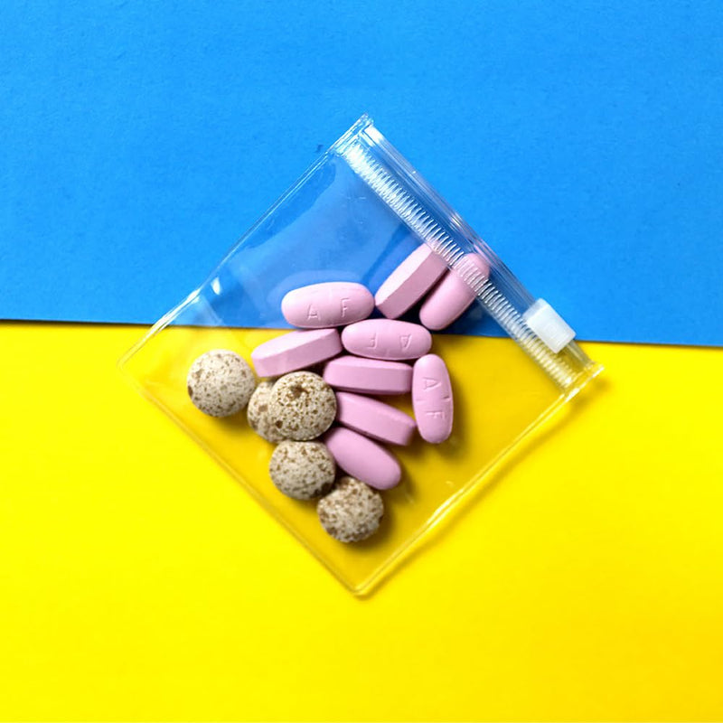 20 Pcs Zippered Pill Pouch Bags, Slide Lock Clear Plastic Mini Bags, BPA-Free for Pills, Vitamins, Supplements, Jewelry, Crafts, Small Objects, Self-Sealing, Reusable, Travel-Friendly (11X16 CM) 11X16 CM