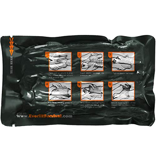 EVERLIT Israeli 6 Inch Emergency Bandage Compression Trauma Pressure Wound Dressing Sterile Vacuum-Sealed Packaging for Bleeding Control, Medical Trauma Kit, Gun Shot, First Aid IFAK 3
