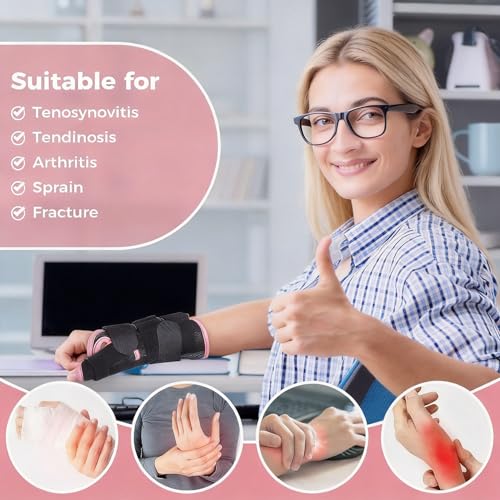 Adjustable Wrist & Thumb Immobilizer Brace, Breathable Wrist Support with Aluminum Splint for Carpal Tunnel, Sprain, Arthritis, Left Hand S