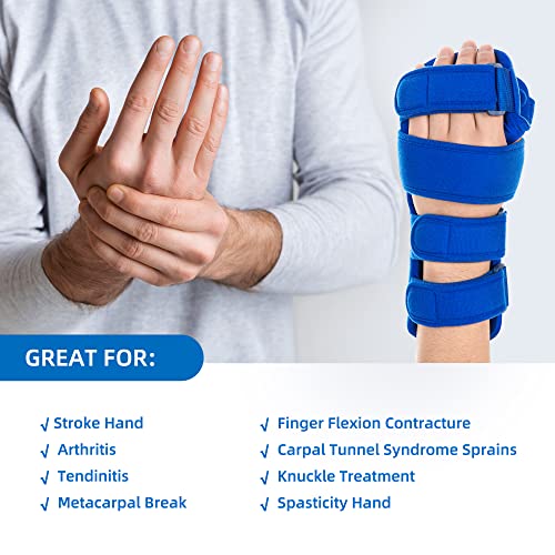 Fanwer Resting Hand Splint, Stroke Hand Therapy Equipment for Stroke Recovery Patients, Carpal Tunnel Syndrome, Arthritis, Tendinitis, Metacarpal Breaks (Medium Left) Medium Left