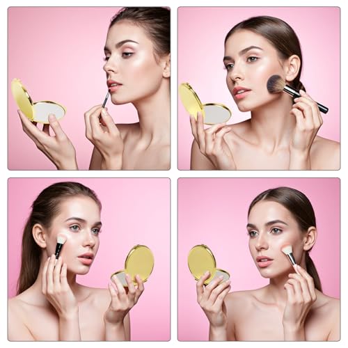 12 Pcs Compact Mirror Bulk, Gold, 1X and 2X Magnification