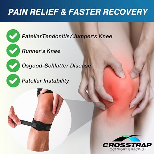 Stabilizing Patella Knee Strap | Patella Tendon Brace for Running, Cycling, Hiking, and Sports | Pain Relief and Support, Knee Stabilizer Brace For Exercise Black 2 Straps (Small)