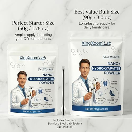 Nano+ Hydroxyapatite Powder (90g / 3 oz) - Ultra-Fine Enamel Repair & Maximum Sensitivity Care, Clinical Grade Fluoride-Free Alternative with Premium Stainless Steel Spoon Nano+90g