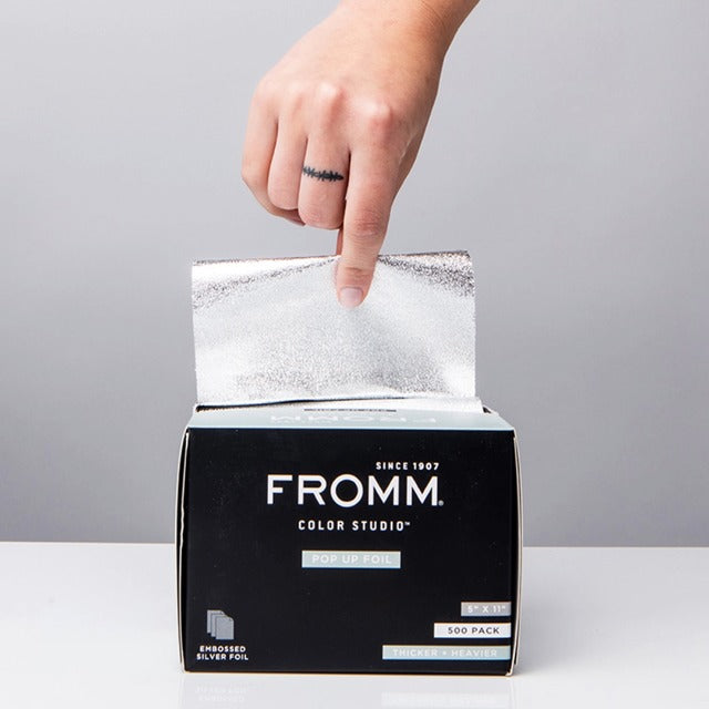 Fromm Pop Up Hair Foils, Silver Foils, Cosmetology Supplies, Hairstylist Essentials, Lightweight, Ideal for Highlighting and Coloring, Precut, 5" x 11", 500 Foil Sheets