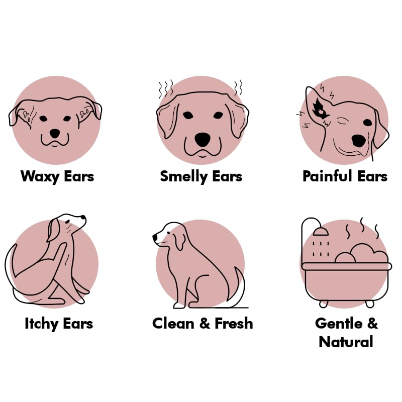 Ear Wash | Antibacterial Dog Ear Cleaner Drops | Soothes Itching, Odors & Discomfort | Removes Wax Build-Up, First Aid Antiseptic Ear Drops for Dogs | 118ml