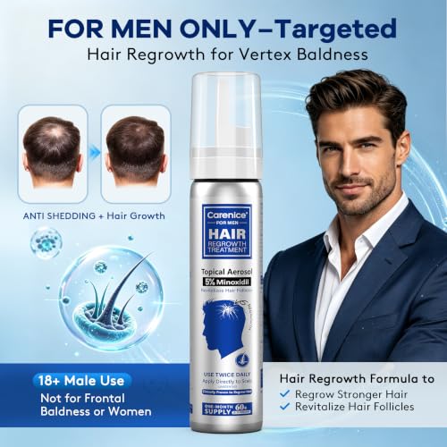 Men's 5% Topical Minoxidil Aerosol Foam Unscented, Biotin Infused Hair Beard Growth Treatment for Thicker Fuller Hair, Comparable to Rogaine Active Ingredient, 8.44oz 4 Month Supply 2.11 Count (Pack of 4)