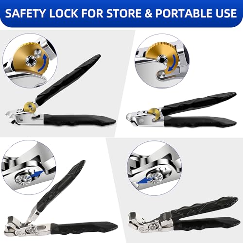 Thick Toenail Clippers for Seniors, Professional Edgy Nail Clippers for Men, Heavy Duty Large Finger Nail Clippers Adult, Angled Head Nail Clippers Cutters with Long Handle (4PCS Nail Clippers Set) 4PCS Nail Clippers Set