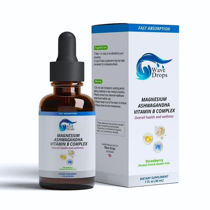 Magnesium, Ashwagandha & B-Complex Liquid Drops | Supports Stress Management,Nervous System,Promotes Energy Levels | Non-GMO and Gluten-Free | 1 Fl Oz (1)