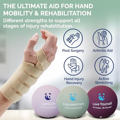 Mind & Body Stress Balls for Adults - Multi-Density Squeeze Balls for Hand Therapy & Grip Strengthening - Stress & Anxiety Relief - Choose 3-Ball (Soft, Medium & Hard) or 2-Ball (Soft & Hard) Sets Empowering - Rose, Mint, Plum