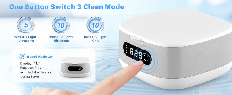 Voraiya Cordless Ultrasonic Retainer Cleaner Machine for Travel Sliver White