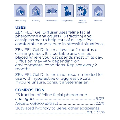 Virbac ZENIFEL™ Gel Diffuser | Managing Stress-Related Behaviors in Kittens & Cats - No Electricity Needed - Lasts Up to 2 Months